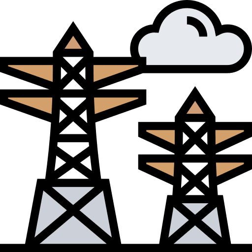 Electric tower infrastructure architecture and city electric tower icon