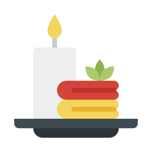 Spa towel healthcare and medical candle icon