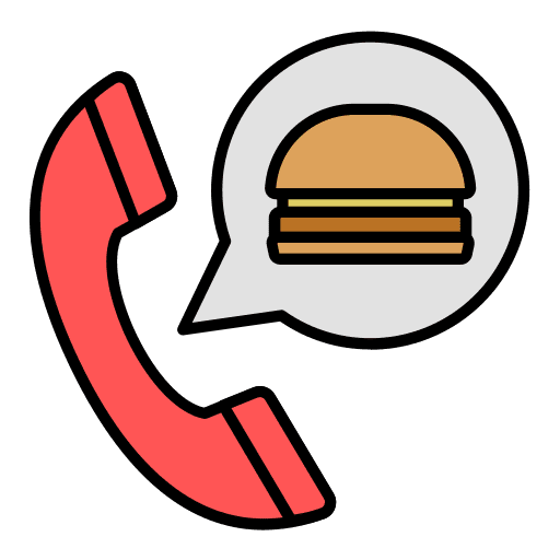 Order food burger phone call food delivery icon Order food burger phone call food delivery icon