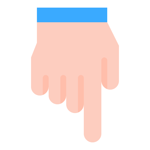 Pointing hand finger pointing hand down icon