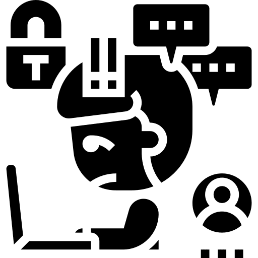 Hacker deceive boy cyber attack icon