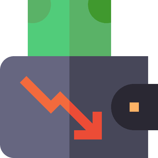 Loss professions and jobs income down arrows icon