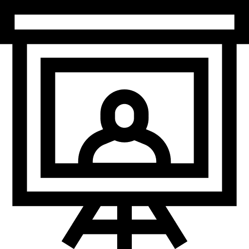 Online conference seminar business and finance graph icon