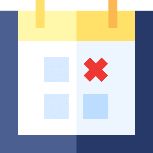Calendar cross mark time and date event icon Calendar cross mark time and date event icon