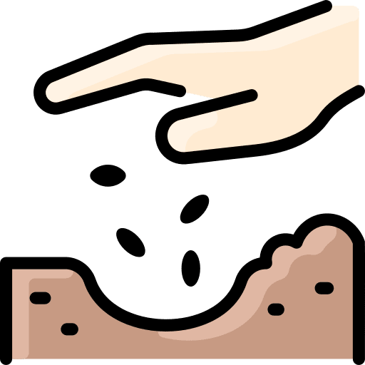 Seeding farming and gardening seed planting icon