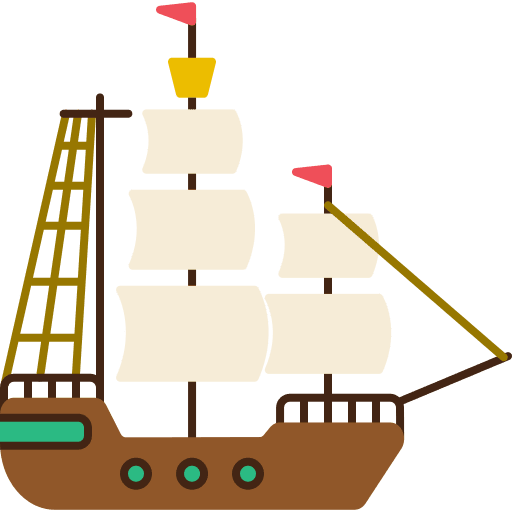 Pirate ship transportation boat old icon