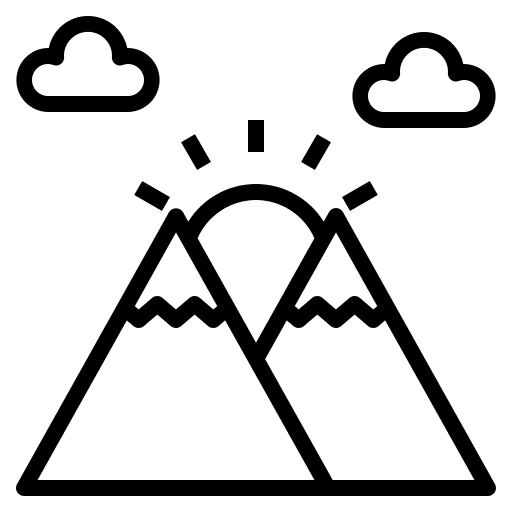 Mountain cloud sun scenery icon