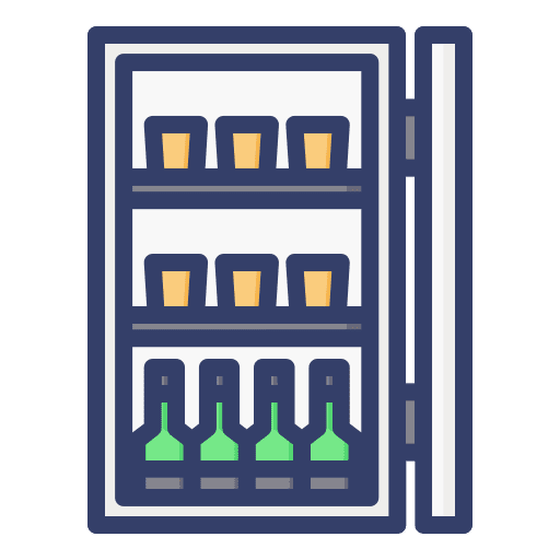 Minibar food and restaurant fridge hotel service icon