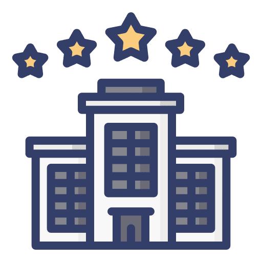 Five stars architecture and city buildings hotel icon Five stars architecture and city buildings hotel icon