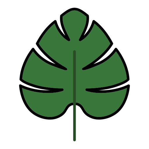 Monstera tropical palm leaves pot icon