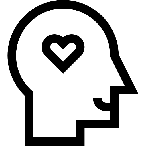 Mind psychology think in love icon Mind psychology think in love icon