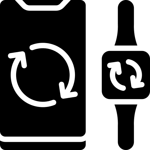 Sync smartwatch smartphone communications icon