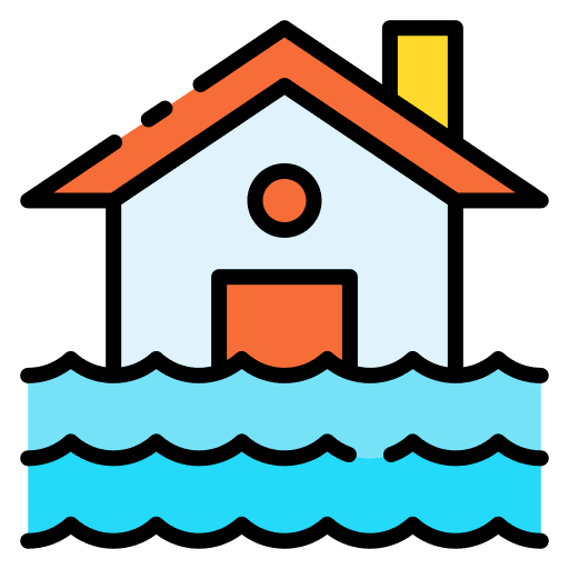 Flooded house climate change natural disaster flooded house icon Flooded house climate change natural disaster flooded house icon