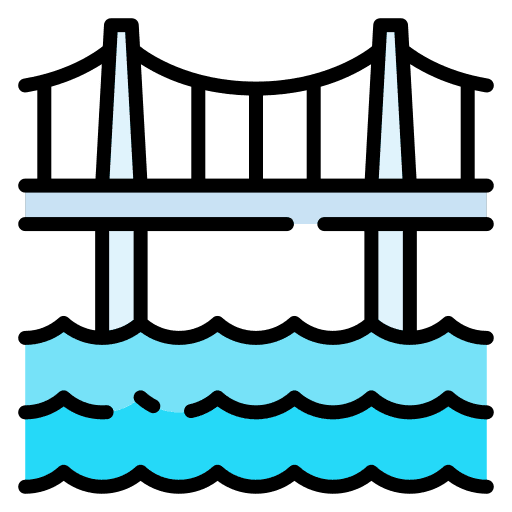 Bridge river building landmark icon Bridge river building landmark icon