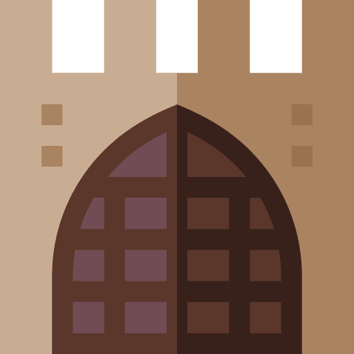 Gate medieval architecture and city tower icon