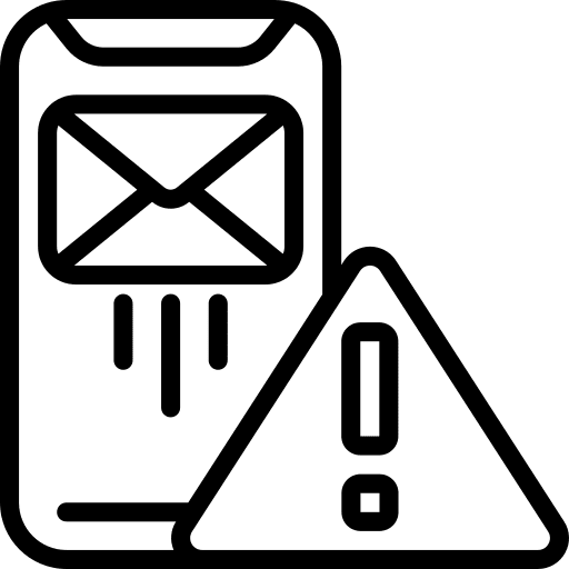 Smartphone hacker warning alert icon