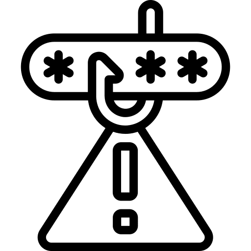 Warning hook password attack icon