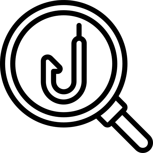 Magnifying glass hacking searching hook icon