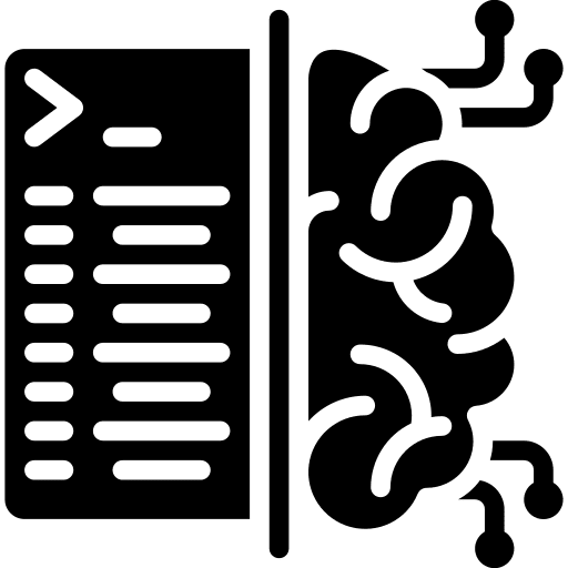 Coding brain idea machine learning icon