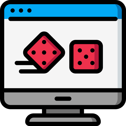 Desktop computer desktop computer dices gaming icon