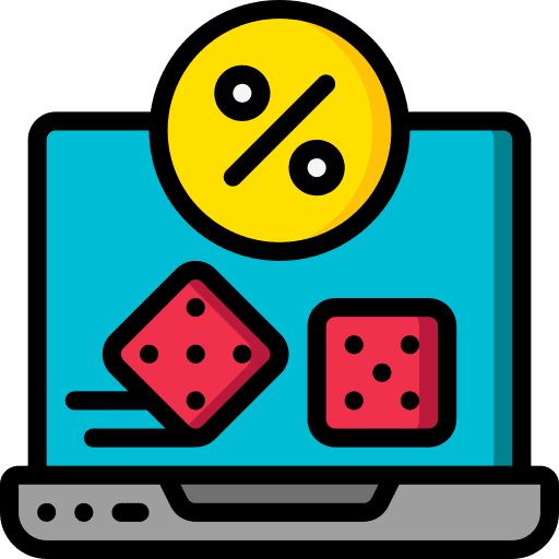 Laptop gaming percentage gambling icon
