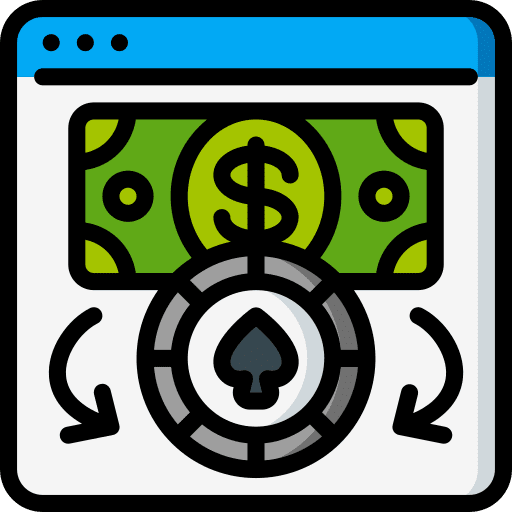 Cash dollar online gambling poker chip icon