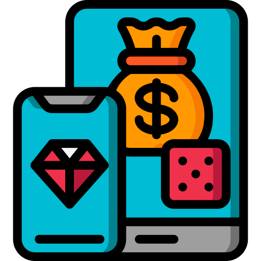 Devices screen money bag dice icon