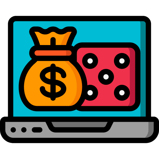 Dice toy gambling money bag icon
