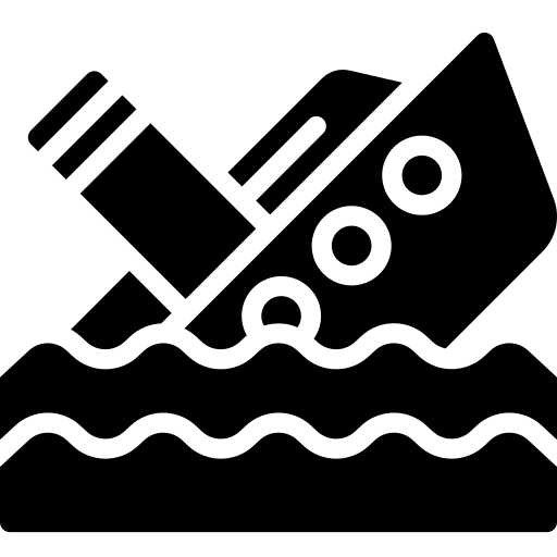 Shipwreck ship transportation crash icon