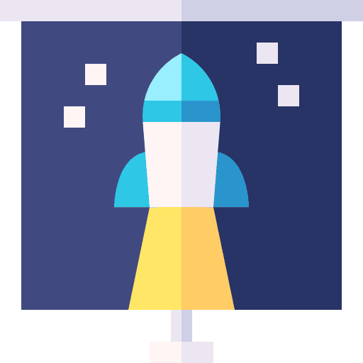 Rocket presentation board business and finance icon Rocket presentation board business and finance icon