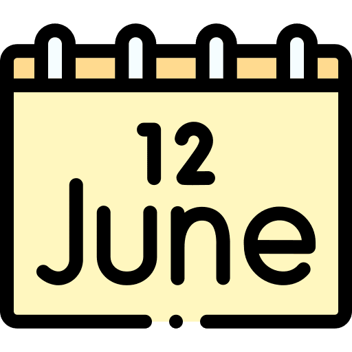 Calendar 12 june time and date icon Calendar 12 june time and date icon
