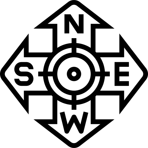 Direction east cardinal points wind rose icon