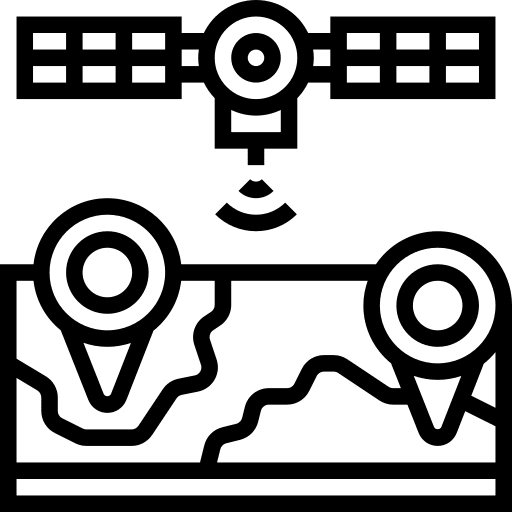 Signal satellite maps and location surveillance planet earth icon