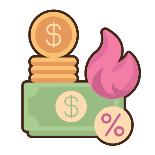 Burning burn business and finance rate icon