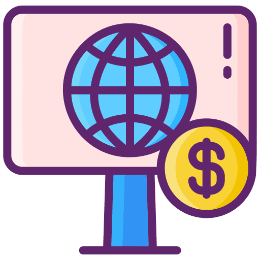 Online service pay worldwide online service icon