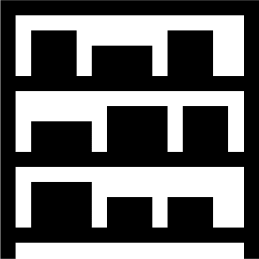 Stock shelf delivery box storage icon