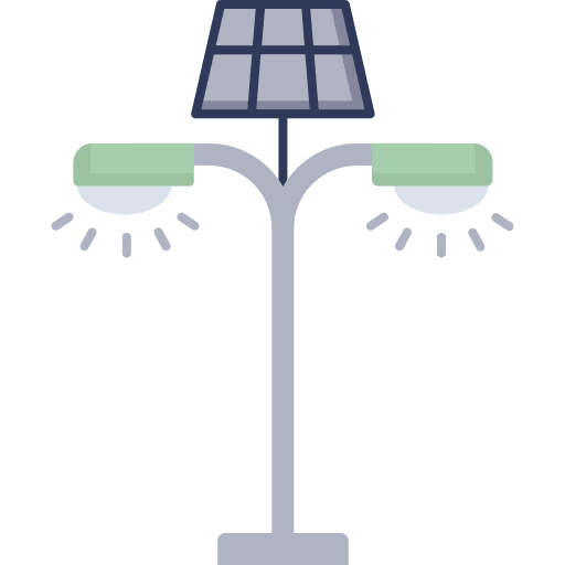 Street lights architecture and city solar panel light bulb icon