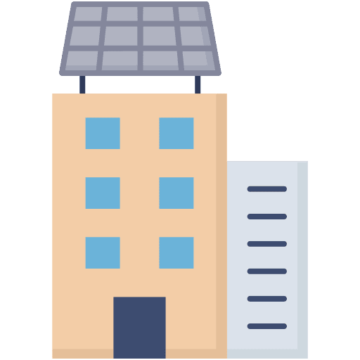 Building architecture and city solar panel building icon