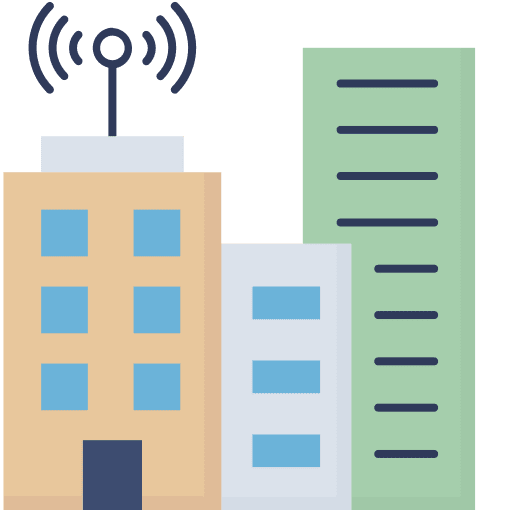 Office wifi architecture and city buildings icon