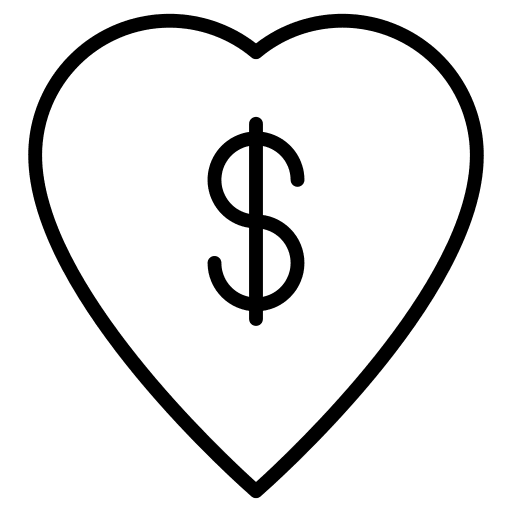 Heart dollar like heart icon