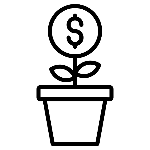 Plant business and finance coin growth icon