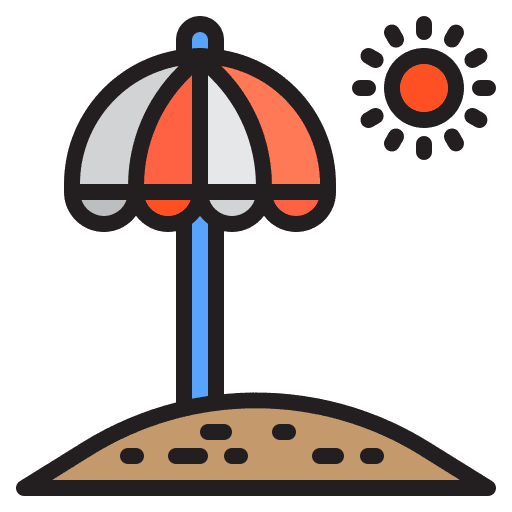 Beach umbrella beach sunbed vacation icon