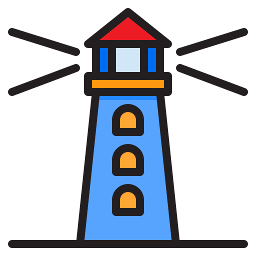 Lighthouse tower sea beacon icon