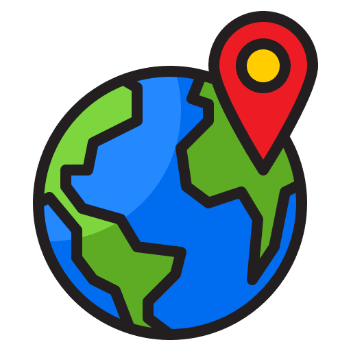 Location pin world map region earth icon