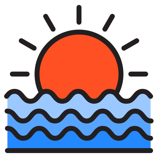 Sunset beach sunrise sea icon