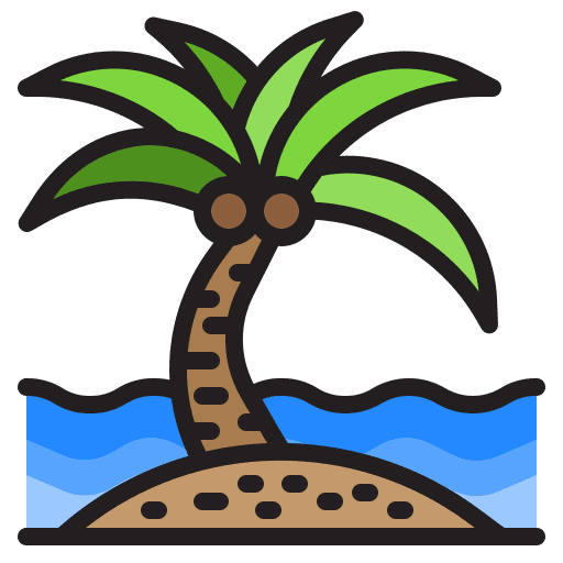 Beach landscape palm tree beach icon