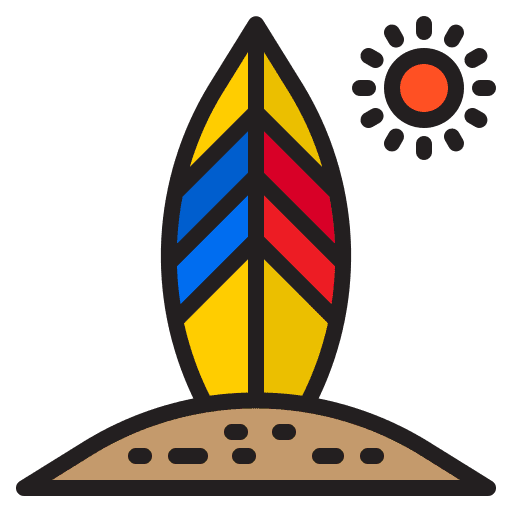 Surfboard sun entertainment surfboard icon
