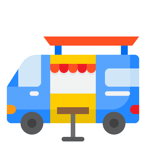 Food truck vehicle food and restaurant food trolley icon Food truck vehicle food and restaurant food trolley icon