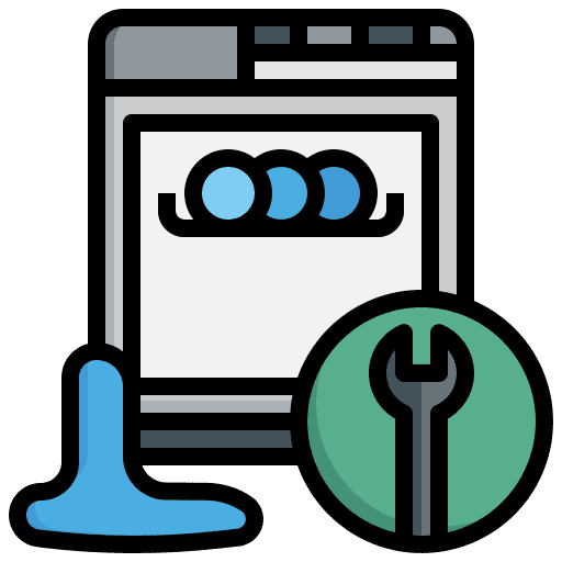 Dishwasher construction and tools clean kitchen icon Dishwasher construction and tools clean kitchen icon