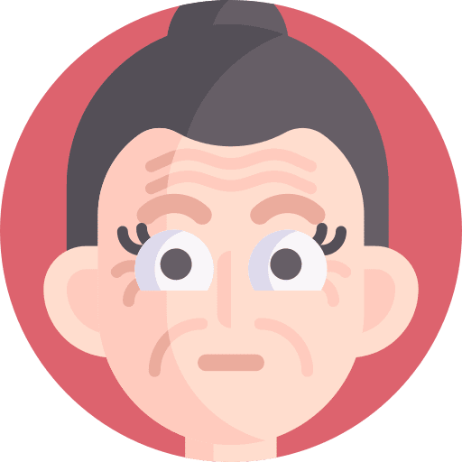 Wrinkles face old woman icon